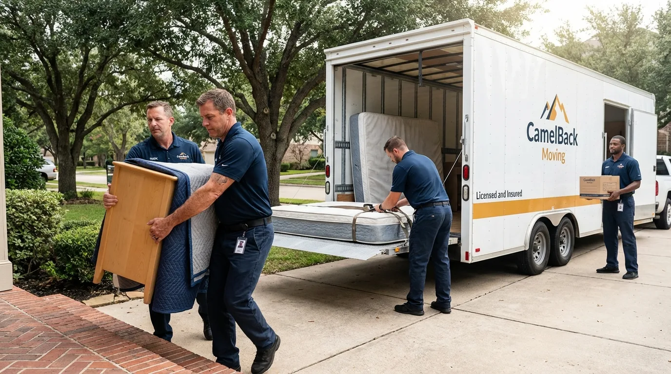 Crew loading residential truck for cross-state move from Warm Springs, VA