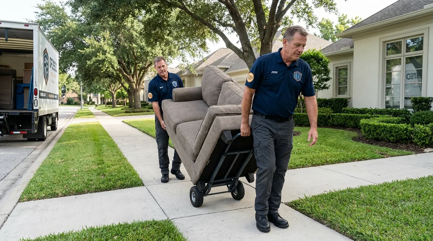 Local residential moving crew loading furniture in Warm Springs, VA